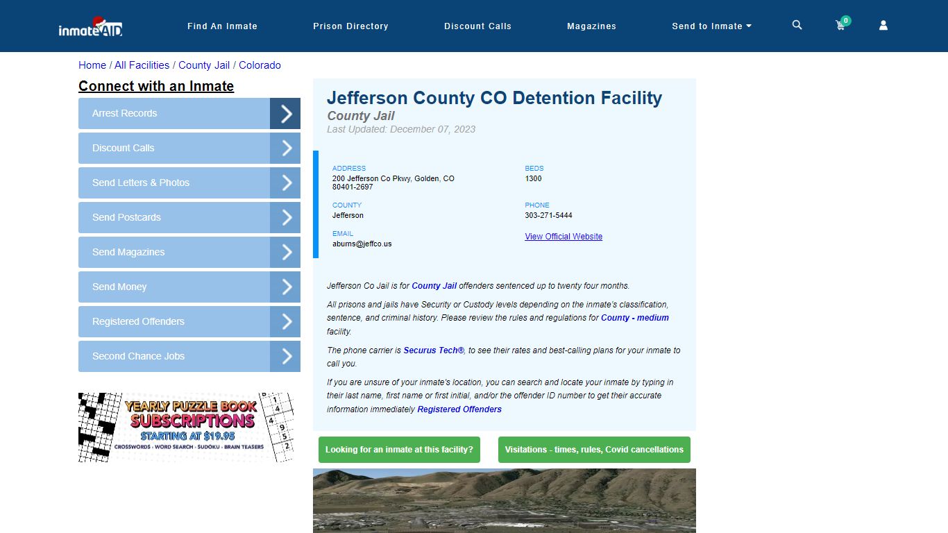 Jefferson County CO Detention Facility - Inmate Locator - Golden, CO